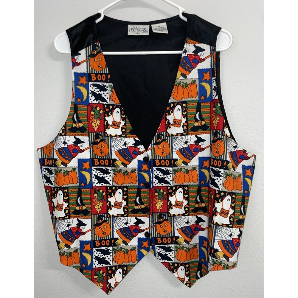 Basic Editions Plus Halloween Vest 1X Teach Spooky Witch Holiday Party‎ Womens